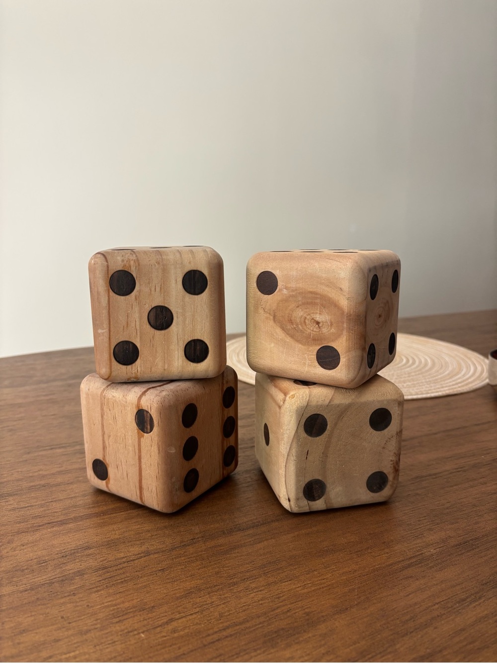 Wooden Decorative Dice Set - Natural Brown